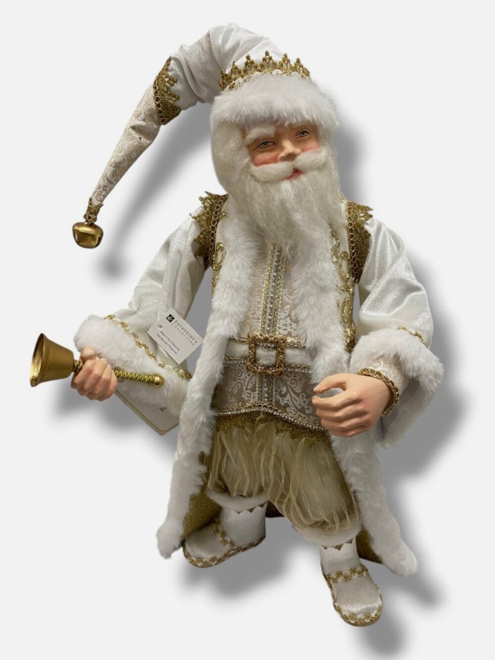 Katherine's Collection White/Gold Leaf Holiday Christmas Tabletop Santa Figurine